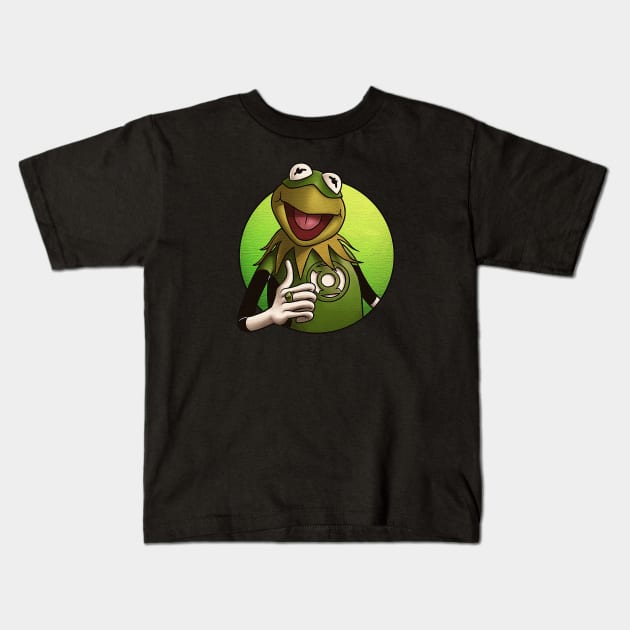 Green Frog Heroo Kids T-Shirt by jandamuda99